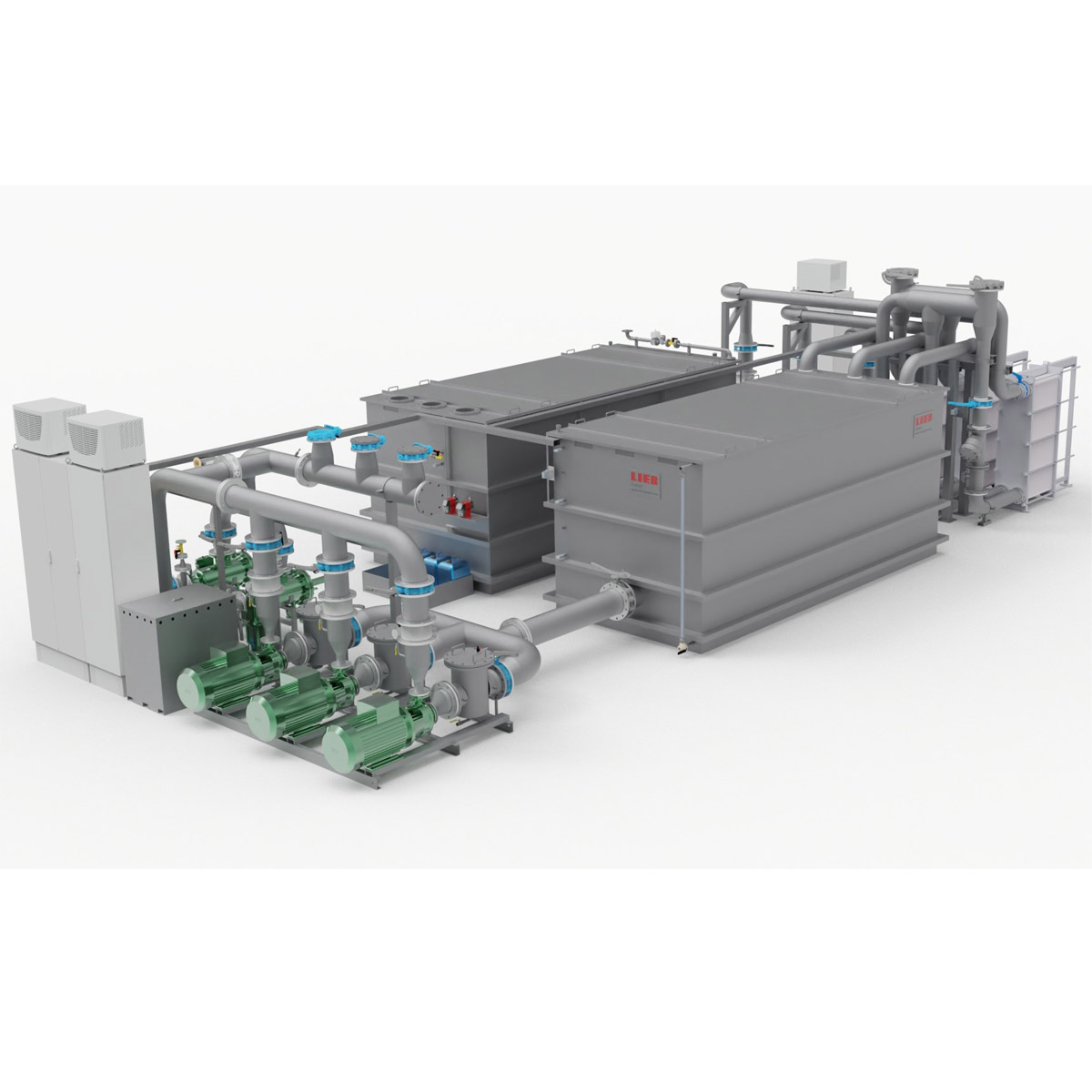 Process- cooling water systems for casting machines (volume flow: 284 m³/h)